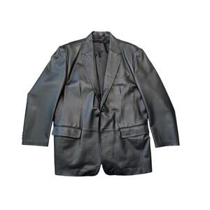 J. Ferrar Black Leather Blazer/Jacket/Coat, LG, SOFT, Y2K; 90's, Vintage,Classic